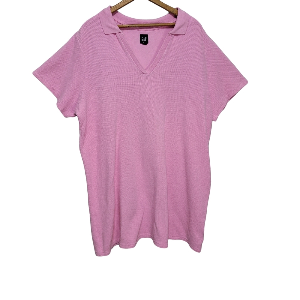 Gap 100% Cotton Pink Polo Style Collared Minidress Size XXL Preppy Girly Barbie